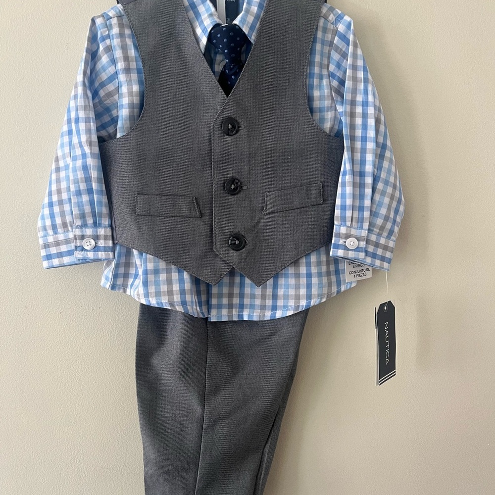 Nautica Gray and Blue Kids Vest Set